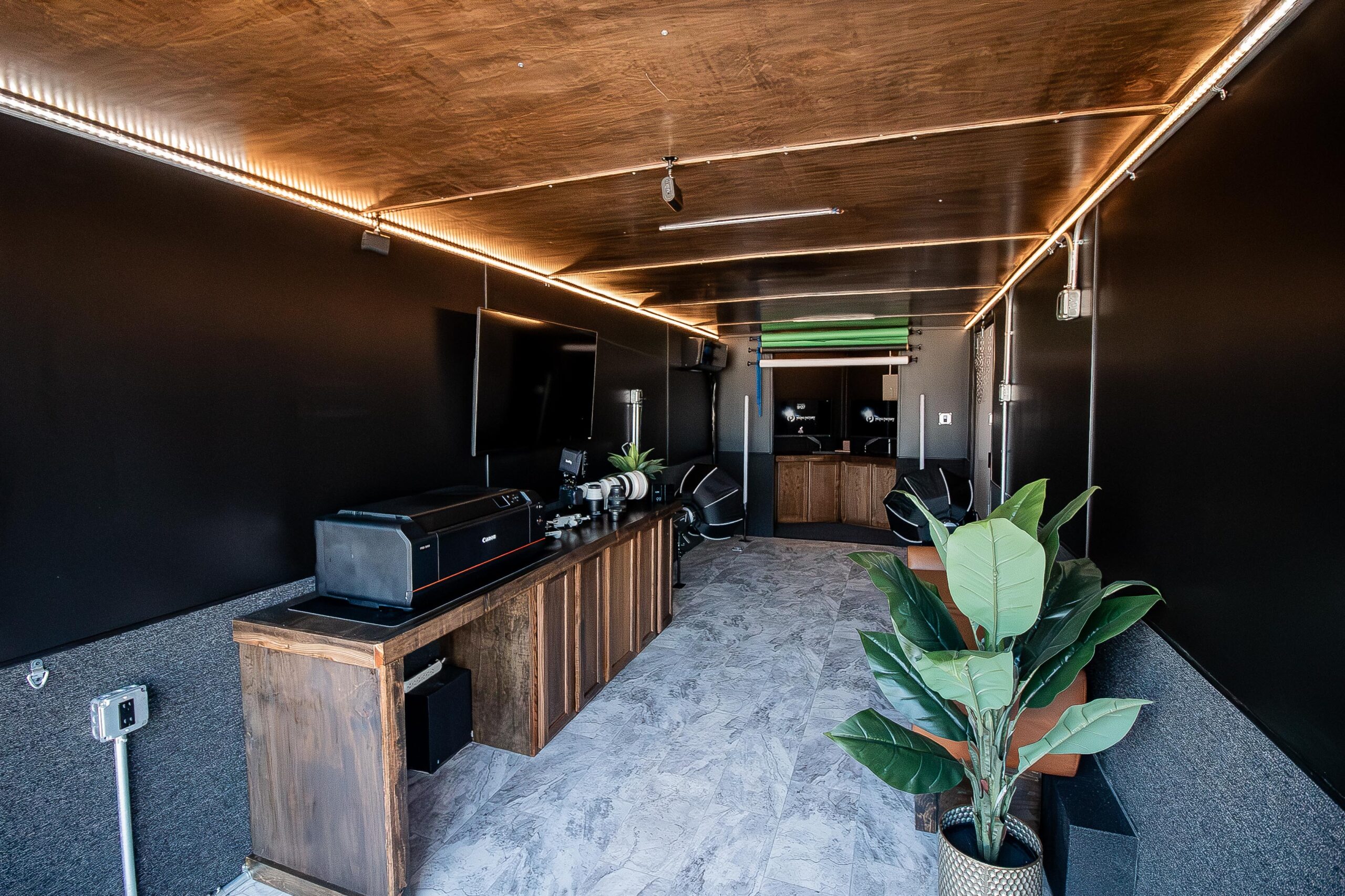 Houston-based mobile photography and videography trailer setup for on-site content shoots